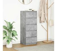 WRJENFSC Buffet gris béton 37,5 x 35 x 99 cm - Panneau en bois massif avec 5 tiroirs - Meuble bas moderne comme armoire de cuisine et meuble de salon pour salle à manger, bureau et couloir