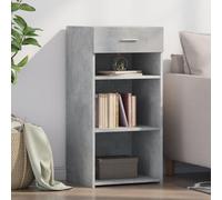 WRJENFSC Buffet gris béton 45 x 42,5 x 93 cm en matériau dérivé du bois avec tiroir - Meuble bas moderne pour salon, couloir, cuisine, buffet - Meuble de rangement