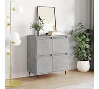 WRJENFSC Buffet gris béton 60 x 35 x 70 cm - Meuble bas moderne en bois et pieds en fer - Commode de rangement avec look industriel pour salon, couloir et chambre à coucher