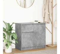 WRJENFSC Buffet gris béton 71 x 35 x 65 cm en matériau dérivé du bois avec tiroir et 2 portes - Meuble bas moderne pour salon, couloir et bureau
