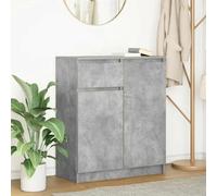 WRJENFSC Buffet gris béton 71 x 35 x 84 cm en matériau dérivé du bois avec tiroir et 2 portes - Meuble bas moderne pour salon, salle à manger, couloir, bureau