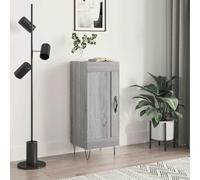 WRJENFSC Buffet gris sonoma 34,5 x 34 x 90 cm en matériau dérivé du bois avec pieds en métal, meuble bas moderne avec montage de porte flexible, commode de rangement pour salon, couloir, bureau