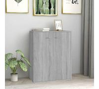 WRJENFSC Buffet gris Sonoma 60 x 30 x 75 cm en matériau dérivé du bois avec 2 compartiments, meuble bas moderne pour salon, couloir et chambre à coucher, espace de rangement cuisine et bureau