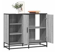 WRJENFSC Buffet gris Sonoma 92 x 35 x 76 cm en bois et structure en métal - Design industriel moderne avec 2 portes - Grand espace de rangement pour salon, cuisine, couloir