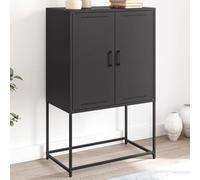 WRJENFSC Buffet haut - 68,5 x 38,5 x 107 cm - Noir - En acier industriel - Avec 4 compartiments - Design moderne - Robuste et polyvalent - Pour salon, couloir, chambre et bureau