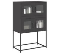 WRJENFSC Buffet haut - 68 x 39 x 107 cm - Noir - En acier laminé à froid - Avec 4 portes et capacité de charge de 70 kg - Design industriel moderne pour salon, couloir et cuisine