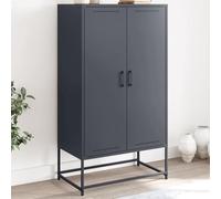 WRJENFSC Buffet haut anthracite 68,5 x 38,5 x 123,5 cm en acier robuste avec 6 grands compartiments, meuble industriel design pour salon, couloir et chambre à coucher