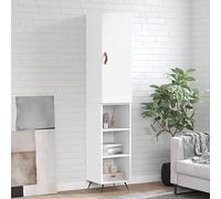 WRJENFSC Buffet haut blanc 34,5 x 34 x 180 cm en bois avec pieds en métal - Buffet moderne pour un espace de rangement généreux dans le salon, le couloir, la chambre à coucher