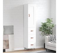 WRJENFSC Buffet haut blanc 34,5 x 34 x 180 cm, en bois avec pieds en métal, miracle de rangement, design moderne, robuste et durable, pour salon, couloir, chambre à coucher