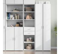 WRJENFSC Buffet haut blanc 45 x 42,5 x 185 cm en bois avec design minimaliste intemporel beaucoup d'espace de rangement et entretien facile pour le salon, le couloir et la chambre à coucher
