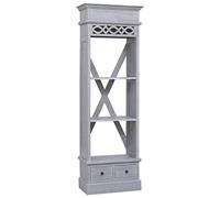 WRJENFSC Buffet haut en bois massif d'acajou gris avec 3 compartiments et 2 tiroirs - Armoire de salon moderne pour livres et décoration - 60 x 30 x 175 cm