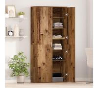 WRJENFSC Buffet haut en bois recyclé - 80 x 35 x 180 cm - Marron mat - Avec 2 portes et étagères - Espace de rangement pour salon, chambre à coucher, bureau