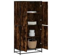 WRJENFSC Buffet haut en chêne fumé 68 x 35 x 139 cm - Buffet industriel avec structure en métal - Grand espace de rangement pour salon, couloir, chambre à coucher