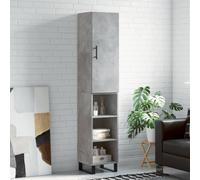 WRJENFSC Buffet haut gris béton 34,5 x 34 x 180 cm en bois et métal buffet moderne avec espace de rangement pour salon, couloir, chambre à coucher, cuisine