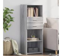 WRJENFSC Buffet haut gris Sonoma 45 x 42,5 x 124 cm en bois robuste - Buffet moderne avec beaucoup d'espace de rangement - Design intemporel pour salon, couloir et cuisine
