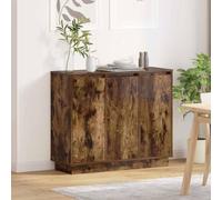 WRJENFSC Buffet LED - 90 x 32 x 75 cm - Chêne fumé avec bandes LED cachées - Design moderne - Matériau en bois robuste - Pour salon, salle à manger, couloir et bureau