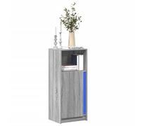 WRJENFSC Buffet LED gris Sonoma - 42,5 x 34 x 100 cm - Matériau du bois avec éclairage RVB - Meuble bas moderne pour couloir, salon et bureau