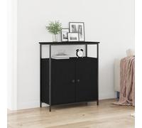 WRJENFSC Buffet noir chêne 69,5 x 34 x 90 cm - Armoire de buffet en panneau de particules mat - Meuble bas moderne avec 2 portes - Charge maximale 50 kg - Buffet peu encombrant pour salon, salle à