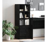 WRJENFSC Buffet noir de 180 cm de haut, en bois dérivé, design moderne mat, avec 6 étagères et 2 tiroirs à fermeture amortie, miracle de rangement pour salon, salle à manger, couloir