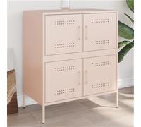 WRJENFSC Buffet rose 68 x 39 x 79 cm en acier au look industriel - Grand espace de rangement avec 4 compartiments et porte - Meuble de salon moderne pour salle à manger, chambre à coucher, couloir