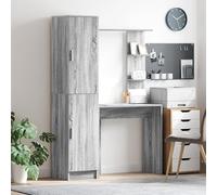 WRJENFSC Bureau moderne en bois Sonoma gris avec espace de rangement, surface laquée mate résistante aux rayures et fixation murale anti-basculement pour bureau, maison, bureau, jeu, chambre