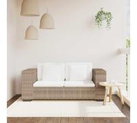 WRJENFSC Canapé 2 Places en rotin véritable 162x80x61 cm avec Coussins Amovibles Couleur Lin crème, Structure Bois Robuste, Ensemble 7 pièces pour Salon Chambre Bureau