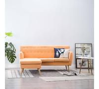 WRJENFSC Canapé d'angle Convertible en Tissu Polyester Orange 171,5 x 138 x 81,5 cm, Cadre MDF et Pieds hévéa Massif, méridienne réversible pour Salon Chambre ou Bureau