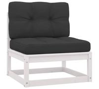 WRJENFSC Canapé de jardin avec coussin anthracite blanc, module de canapé d'extérieur en pin massif, extension pour terrasse et balcon, 70 x 70 x 67 cm