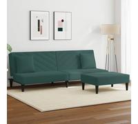 WRJENFSC Canapé-lit 2 Places Velours Vert foncé Convertible en lit 200x100x32 cm avec Repose-Pied 77x55x31 cm, Design Moderne et Compact pour Salon Chambre ou Bureau