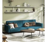 WRJENFSC Canapé-lit 2P Velours Bleu 220×84,5×69 cm, rapido, dossiers séparés, Bois, Couchage 220×100 cm, 110 kg, Moderne