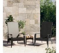 WRJENFSC Chaise Adirondack de Jardin Noir Résine Tressée 59x76x94 cm Fauteuil Relax Exterieur Pliable Léger Camping Terrasse Plage Robustesse Moderne pour Patio Balcon Pool House