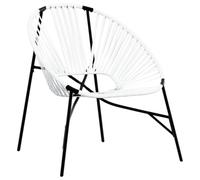 WRJENFSC Chaise de jardin en forme d'œuf - Noir et blanc - 77 x 68,5 x 82 cm - En rotin synthétique - Avec cadre en acier revêtu par pulvérisation - Résistant aux UV - Robuste et moderne - Pour