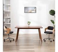 WRJENFSC Chaise pivotante, noire, 47,5 × 53 × 68-76 cm, hauteur réglable, en cuir synthétique/hêtre, roulettes, ergonomique, pour cuisine, bureau, salon