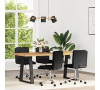 WRJENFSC Chaises de Salle à Manger Lot de 4 en Similicuir Noir, Hauteur 48-56 cm Réglable par Vérin, Structure Bois-Métal, Design Épuré, Assise Mousse 41,5 cm pour Cuisine Salon Bureau