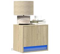 WRJENFSC Chevet LED Murale chêne Sonoma 45×31×40,5 cm 2 pcs, RVB réglable, Bois ingénierie, tiroir, Gain Place