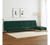 WRJENFSC Ensemble canapé-lit 2 pcs Vert foncé Velours 200 x 84,5 cm, Convertible en Couchage 200 x 100 cm, chauffeuse Pliable 55 x 140 cm, Cadre Bois Robuste pour Salon Chambre Bureau