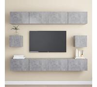 WRJENFSC Ensemble de 6 meubles TV suspendus gris béton en bois avec compartiment d'organisation - 4 x 100 x 30 x 30 cm et 2 x 30,5 x 30 x 30 cm - Pour salon - Design moderne