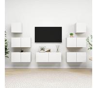 WRJENFSC Ensemble de 7 meubles TV suspendus en bois pour le salon - Design moderne avec grand espace de rangement - Ensemble de 7 pièces : 4 x 60 cm, 1 x 80 cm, 2 x 30,5 cm de large