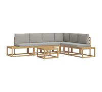WRJENFSC Ensemble de canapé de jardin 7 pièces en bois d'acacia avec