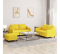 WRJENFSC Ensemble de canapés 3 pcs Tissu Jaune Clair 138 x 77 x 80 cm avec Pouf et 4 Coussins Modernes Design pour Salon Chambre Bureau