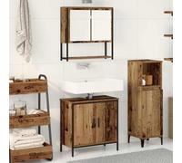 WRJENFSC Ensemble de Meubles de Salle de Bain 2 pcs en Bois d'ingénierie Marron 60 x 30 x 60 cm avec Porte affleurante et Miroir Inclus Modernes Design pour Rangement sous lavabo et Vasque
