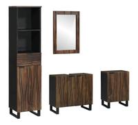 WRJENFSC Ensemble de Meubles de Salle de Bain Blanc 4 pièces 38 x 33 x 160 cm en Bois Massif, Meuble lavabo avec Miroir et rangements, Style Minimaliste et Solide pour intérieurs Modernes