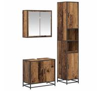 WRJENFSC Ensemble de meubles de salle de bain en bois recyclé - 65 x 33 x 60 cm - En matériau dérivé du bois - Avec armoire à miroir - Commode moderne et durable - Pour toilettes d'invités, salle de