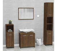 WRJENFSC Ensemble de meubles de salle de bain, marron, aspect chêne, 60 x 61 cm, avec miroir, meuble de rangement en bois, commode, design moderne, pour petites salles de bains, WC, couloir