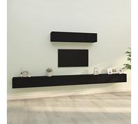 WRJENFSC Ensemble de meubles TV - Montage mural - En bois - Noir - 4 x 100 cm et 2 x 80 cm - Espace de rangement bas pour salon