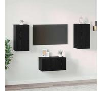WRJENFSC Ensemble de meubles TV montés au mur - Chêne noir - 60 x 30 x 30,5 cm - Massif - 180 kg - Buffet moderne pour le salon, mur de divertissement