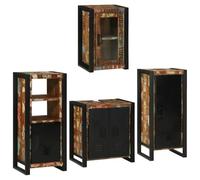 WRJENFSC Ensemble Meuble Salle de Bain 4 pcs en Bois récupéré Massif 55 x 35 x 60 cm Mural avec Rangement Placard et Meuble sous lavabo Design Rustique Moderne pour intérieur