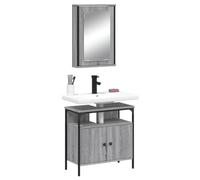 WRJENFSC Ensemble Salle de Bain 2 pcs Sonoma Gris, 42x12x60 cm Armoire Miroir + 60x30x60 cm lavabo, Compact pour Petit Espace