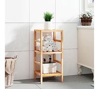 WRJENFSC Étagère de salle de bain en bois massif de noyer 35,5 x 35,5 x 79 cm avec 3 étagères pour une bonne ventilation et un montage mural sûr dans la salle de bain, la buanderie, le balcon