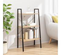 WRJENFSC Étagère sur pied à 3 étages, marron clair, noire, étroite, haute, 56 x 35 x 108 cm, en acier robuste, pour livres, plantes, rangement dans le salon, la salle de bain, le balcon